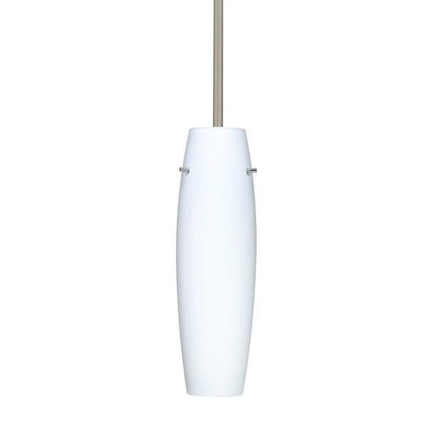 Besa Lighting Suzi Stem Pendant, Opal Matte, Satin Nickel Finish, 1x100W Incandescent 1TT-489707-SN - main
